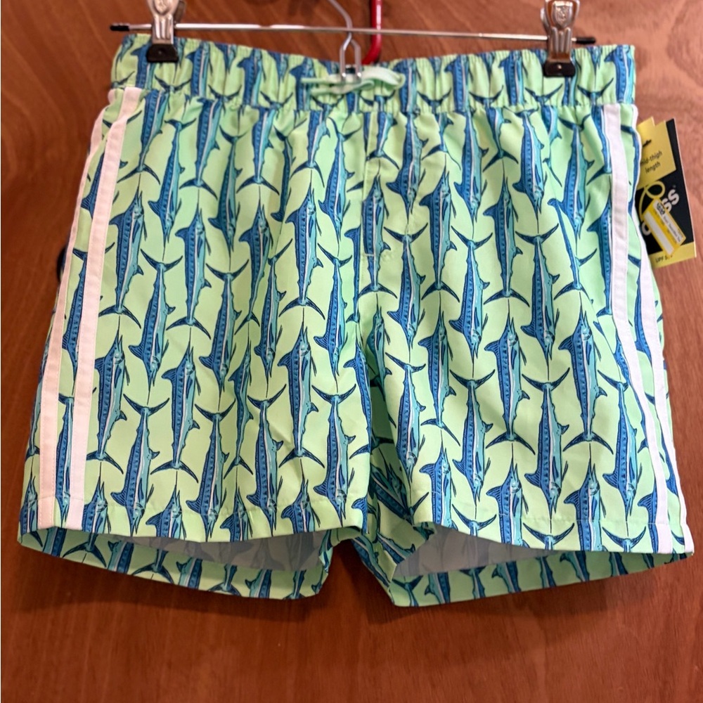 Light Green Fish-Print Swim Shorts Boy’s size 10 / 12